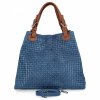 Stylowa Torebka Skórzana Shopper Bag Jeansowa